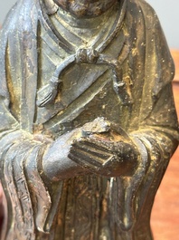 Deux figures en bronze de Wenchang et Guanyin, Chine, Ming