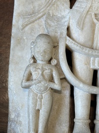 A white marble fragment of Parvati and a white marble fragment of Tirthankara, India, 12/13th C.