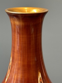 A pair of Chinese Foochow or Fuzhou lacquer 'bamboo' vases, 19/20th C.