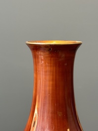 A pair of Chinese Foochow or Fuzhou lacquer 'bamboo' vases, 19/20th C.
