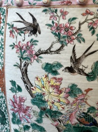 A Chinese famille rose garden seat with birds among blossoming branches, 19th C.