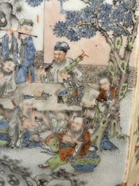 Een Chinese Canton famille verte tuinzit met figuratief decor, 19e eeuw