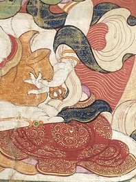 Deux thangkas repr&eacute;sentant Chakrasamvara et un roi Shambhala, Tibet, 18/19&egrave;me