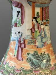 A rare large Chinese Canton famille rose ewer, 19th C.