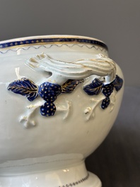 A Chinese export monogrammed blue-enameled and gilt tureen and cover, Qianlong