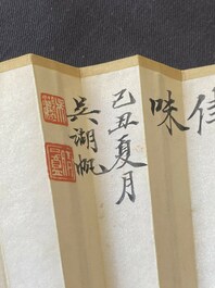 Drie waaiers, navolger van Zhang Daqian 張大千 (1899-1983) en Wu Hufang 吴湖帆 (1894-1968), inkt en kleur op papier