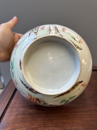 A Dutch-decorated Chinese bowl and a Canton famille rose 'mandarin subject' bowl, Qianlong