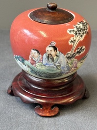 A group of three Chinese famille rose scholar&rsquo;s desk objects, Qianlong mark, 19/20th C.