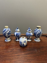 Five Chinese blue and white vases, Kangxi