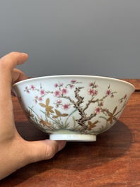 A Chinese famille rose 'plum blossom' bowl, Shen De Tang Zhi 慎德堂製 mark, 19/20th C.