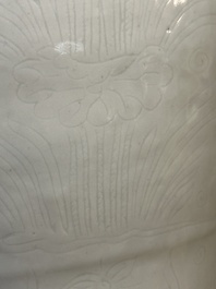 A large Chinese tianbai-type 'meiping' vase with floral anhua design, Ming, 15th C.