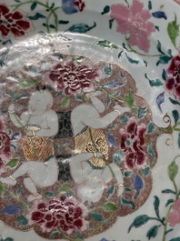 A pair of Chinese famille rose 'Hehe Erxian' dishes, Yongzheng/Qianlong