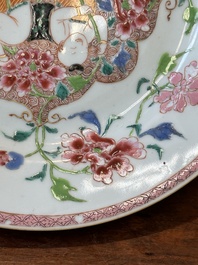 A Chinese famille rose 'Hehe Erxian' plate, Yongzheng/Qianlong