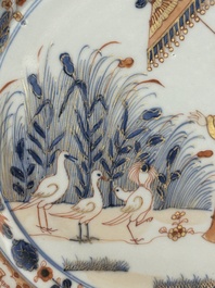 A Chinese Imari-style 'Parasol ladies' plate after Cornelis Pronk, Qianlong