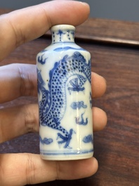 Zes Chinese blauw-witte snuifflessen, 19de eeuw