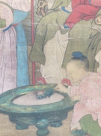 Chinese school: 'Emperor Qianlong with children', ink and colour on silk, 18/19th C.