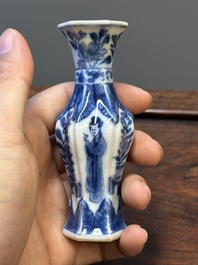 Seven Chinese blue and white 'Long Eliza' miniature vases, Kangxi