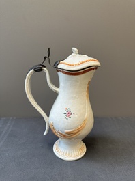 A rare Chinese export porcelain ewer and basin with crowned monogram 'RLI', Qianlong