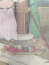Chinese school: 'Emperor Qianlong with children', ink and colour on silk, 18/19th C.