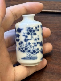 Ten Chinese blue and white vases and snuff bottles, 19th C.