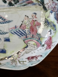 Four Chinese famille rose and iron-red cups and saucers, Yongzheng/Qianlong