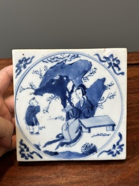 A Chinese blue and white 'Long Eliza' tile, Kangxi
