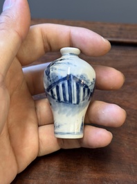 Ten Chinese blue and white vases and snuff bottles, 19th C.