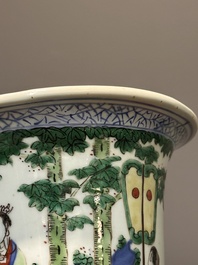 A Chinese wucai 'gu' vase with figurative design, Transitional period