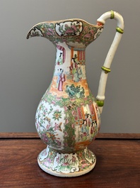 A rare large Chinese Canton famille rose ewer, 19th C.