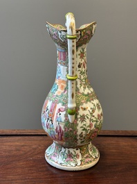 A rare large Chinese Canton famille rose ewer, 19th C.