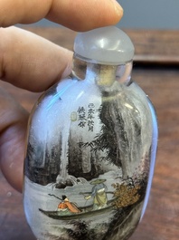 Three Chinese inside-painted glass snuff bottles, 20th C.