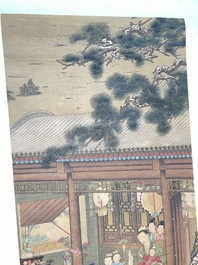 Chinese school: 'Emperor Qianlong with children', ink and colour on silk, 18/19th C.