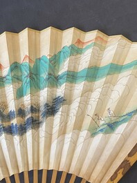 Drie waaiers, navolger van Zhang Daqian 張大千 (1899-1983) en Wu Hufang 吴湖帆 (1894-1968), inkt en kleur op papier