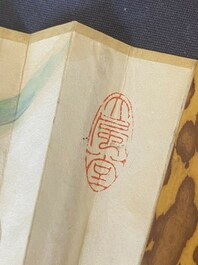 Drie waaiers, navolger van Zhang Daqian 張大千 (1899-1983) en Wu Hufang 吴湖帆 (1894-1968), inkt en kleur op papier