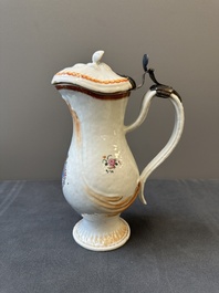 A rare Chinese export porcelain ewer and basin with crowned monogram 'RLI', Qianlong