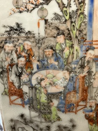 A Chinese Canton famille verte garden seat with figurative design, 19th C.