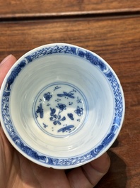 A rare Chinese reticulated double-walled blue and white cup, Kangxi