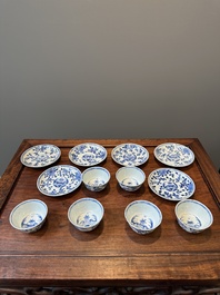 A collection of 23 Chinese cups and saucers, Kangxi/Qianlong