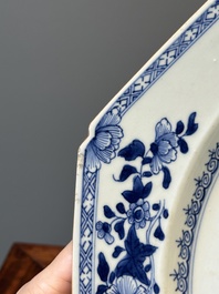 A Chinese blue and white dish and an octagonal 'Three Friends of Winter' dish, Wanli and Qianlong