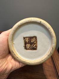 Two pairs of Chinese blue and white Nanking crackle-glazed 'dragon' vases and a dish, Chenghua mark, 19th C.