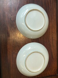 A pair of Dutch-decorated Kakiemon-style Chinese porcelain plates, 18th C.