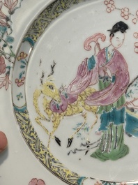 Assiette en porcelaine de Chine famille rose &agrave; d&eacute;cor 'Magu', Yongzheng