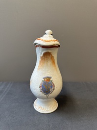 A rare Chinese export porcelain ewer and basin with crowned monogram 'RLI', Qianlong