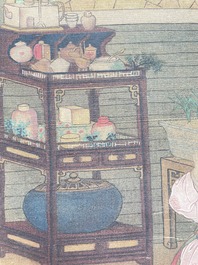 Chinese school: 'Emperor Qianlong with children', ink and colour on silk, 18/19th C.