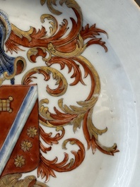 A Chinese armorial dish and a plate for the Dutch market with the arms of 'De Heere', Qianlong