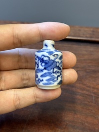 Ten Chinese blue and white vases and snuff bottles, 19th C.