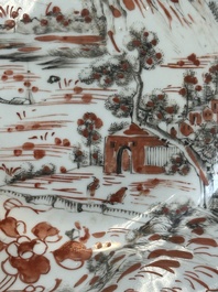 An unusual Dutch-decorated Chinese grisaille plate, Qianlong