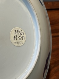 A Chinese blue and white 'lotus scroll' dish, Guangxu mark and of the period