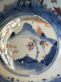 A Chinese Imari-style 'klapmuts' bowl with landscape design, ex-collection of August the Strong, Kangxi