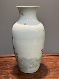 A Chinese famille rose 'Lan Caihe' vase, Qianlong mark and of the period